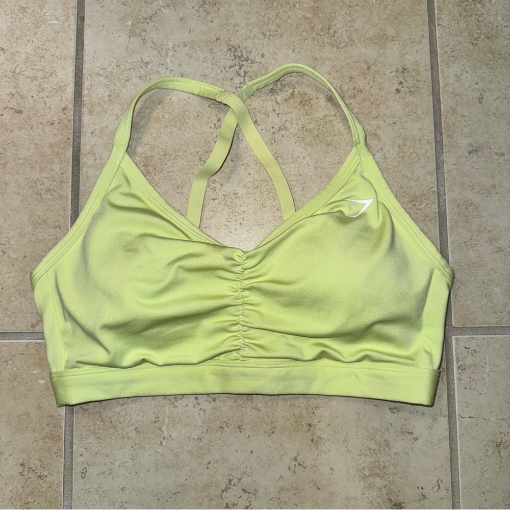 Gymshark Ruched Training Sports Bra - Firefly Green Size S
